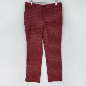 Banana Republic Pants Womens 4 Petites Red Jacquard Slim Ankle Trousers Classic